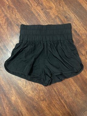 Smocked High-Waist Black Women's Shorts